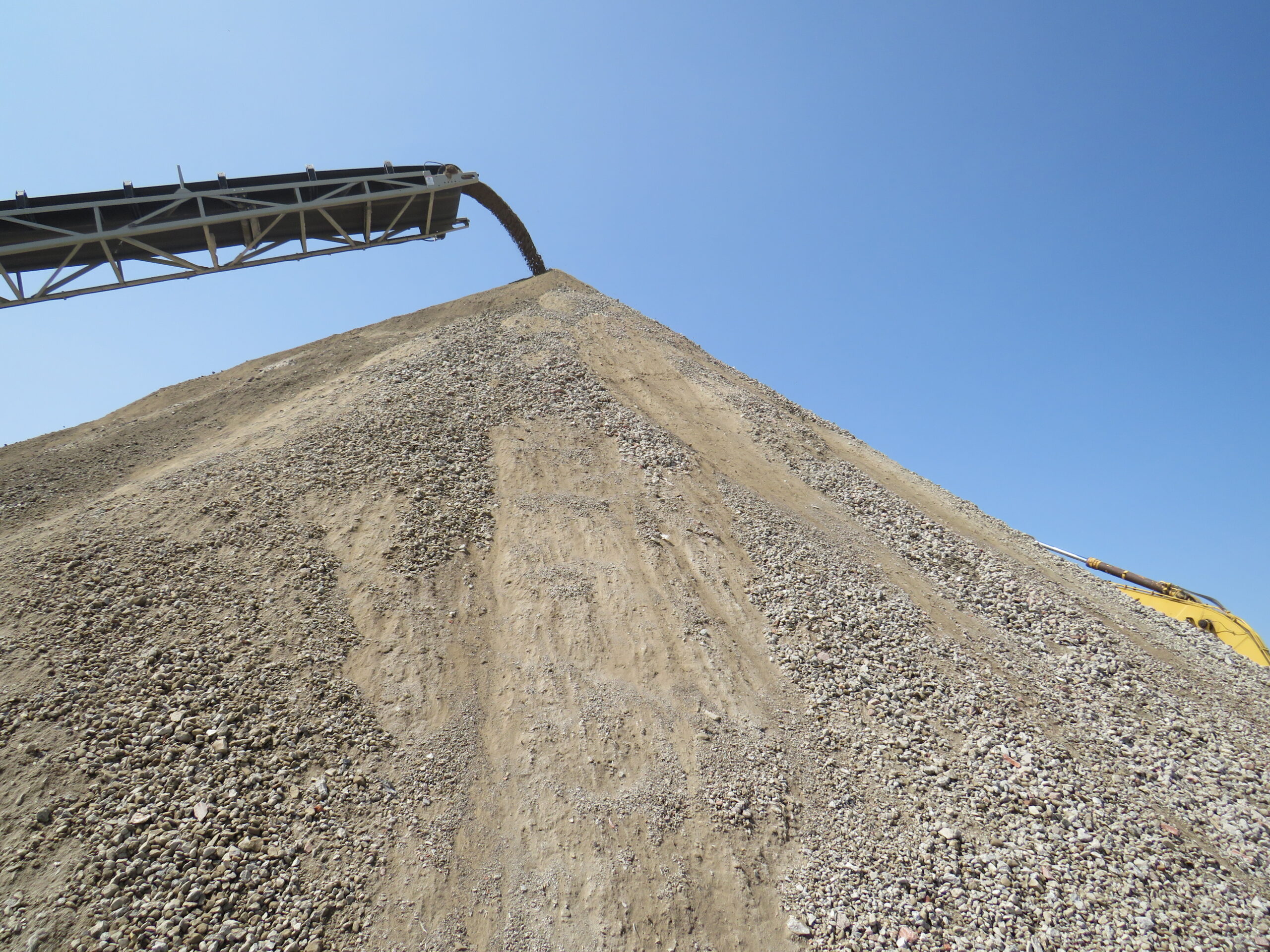 Pile of recycled concrete aggregate,