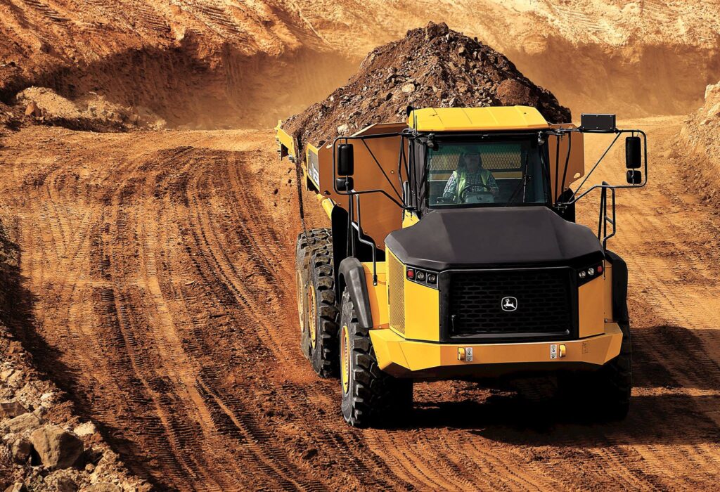 Truck delivering fill dirt at Indiana job site – Indiana Topsoil